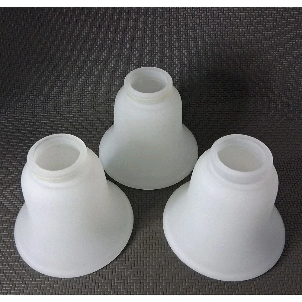 Set of 3 Frosted White Glass Bell Lamp Shades Ceiling Fan Shades 2-1/8
